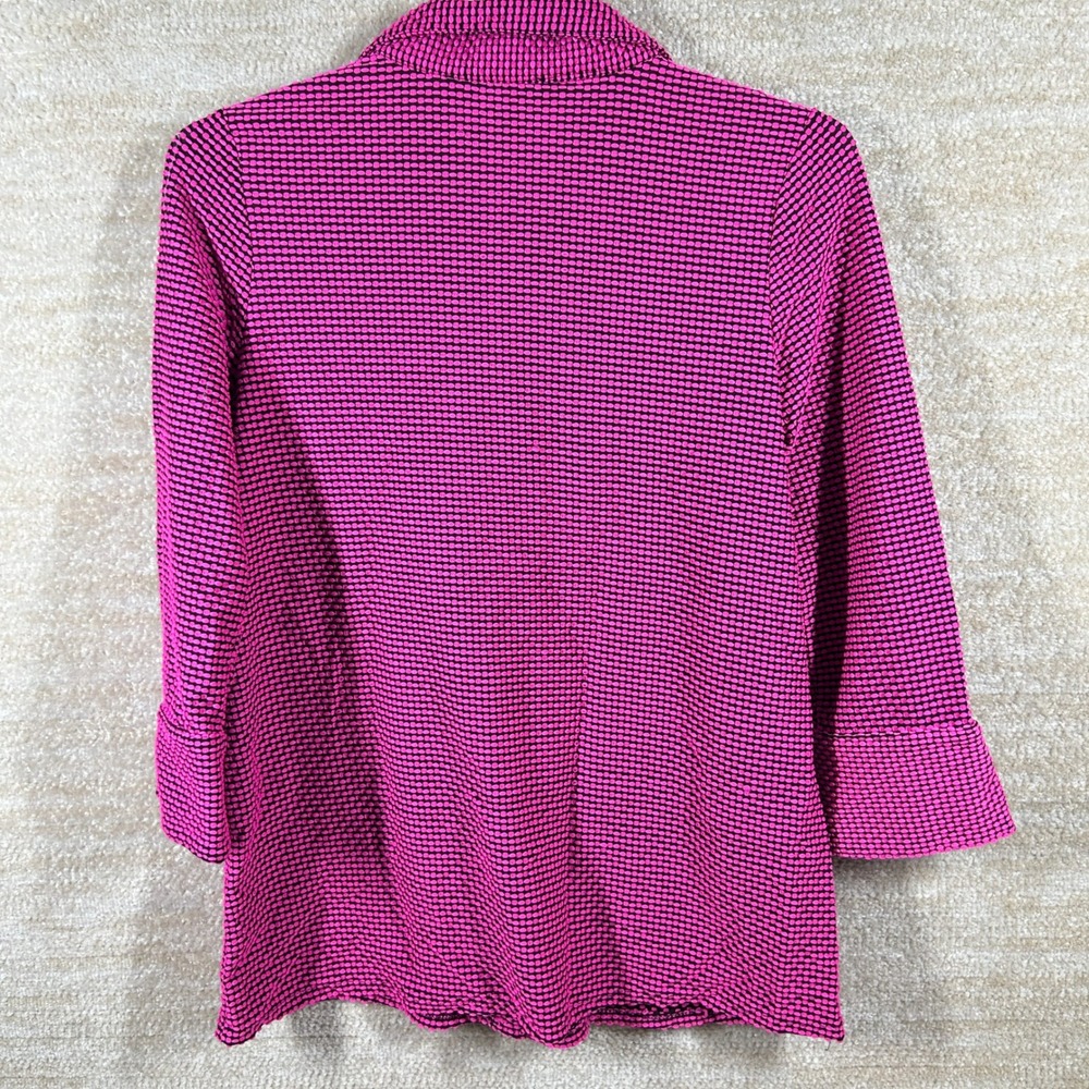 Peck & Peck Womens Indie Sleaze Textured Bubble Knit Button Up Top Pink Black M - Picture 11 of 11